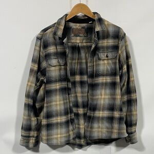 Orvis Plaid button down flannel Shirt in Black, Gray, and Tan